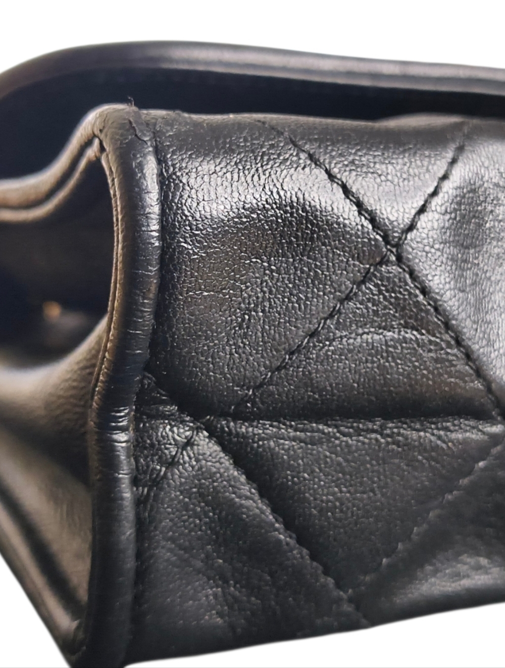 CHANEL Black Lambskin Quilted Flap Bag Tassel Chain W/ Sticker In Tact Vintage - Picture 9 of 14